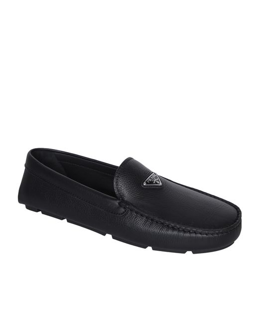 Prada Black Round Head Loafer Shoes for men