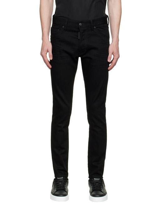 DSquared² Black Logo-Patch Slim-Fit Jeans for men