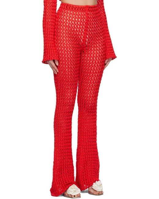 Moschino Red Crocheted Casual Pants