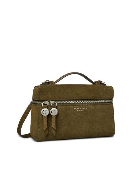 Tory Burch Green Romy Suede Slim Top-Handle