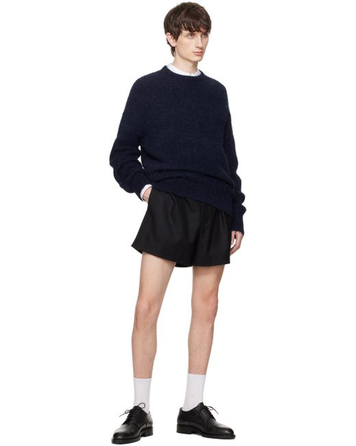 16Arlington Black Pleated Zipper Shorts for men