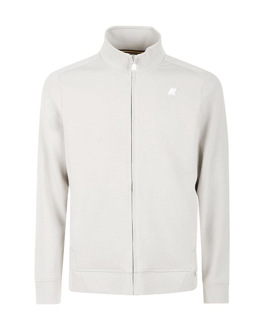K-Way White Logo Zip-Up Jacket for men