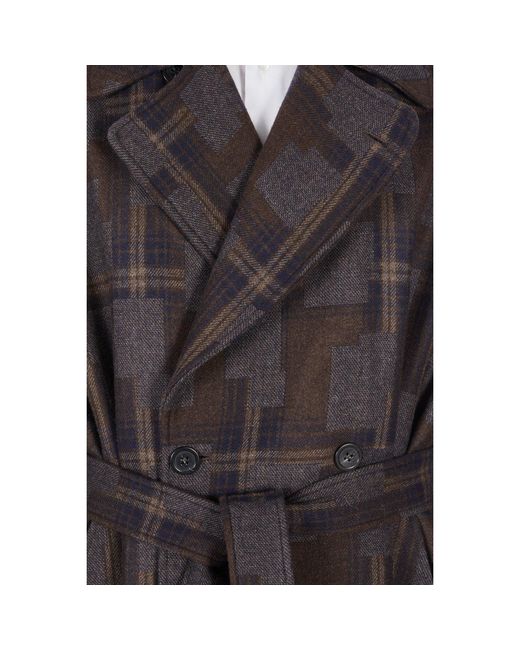 Emporio Armani Black Patterned Belted Trench Coat for men