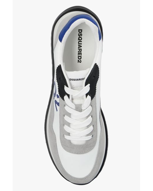 DSquared² White Logo Printed Color-Block Sneakers for men