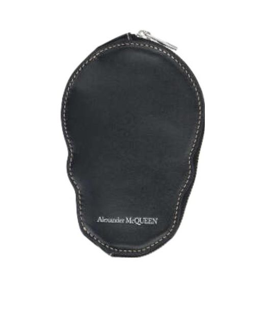 McQueen Gray Skull Zipped Wallet for men