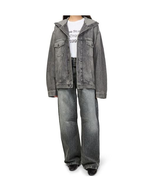 Acne Gray Hooded Denim Jacket