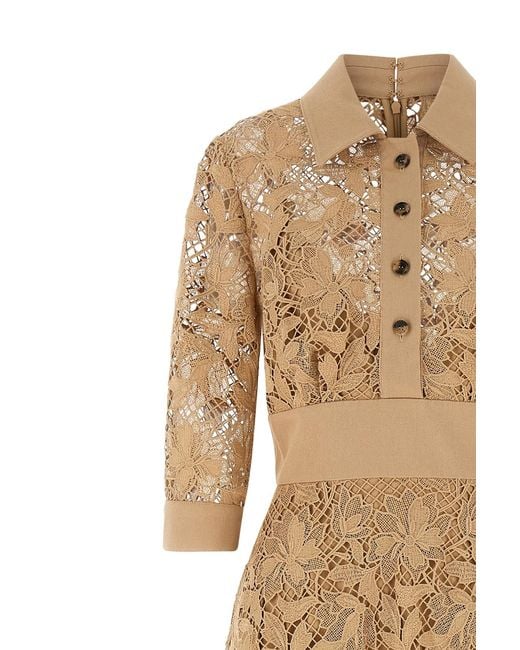 Elie Saab Natural Floral Macramé Dress