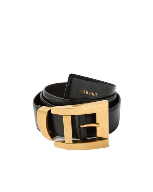 Versace Black Square-Buckle Belt for men