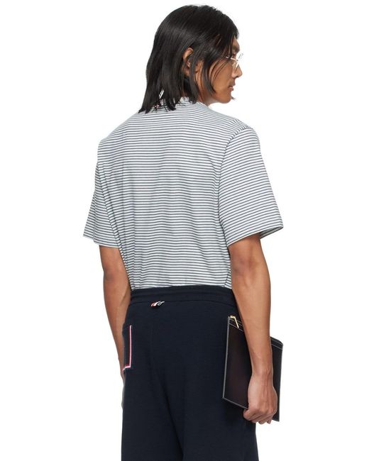Thom Browne Gray Striped Crewneck T-Shirt for men