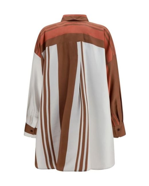 Kiton Brown Long Striped Shirt