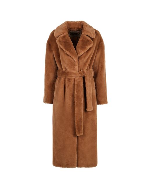 Herno Brown Long-Sleeved Belted Coat