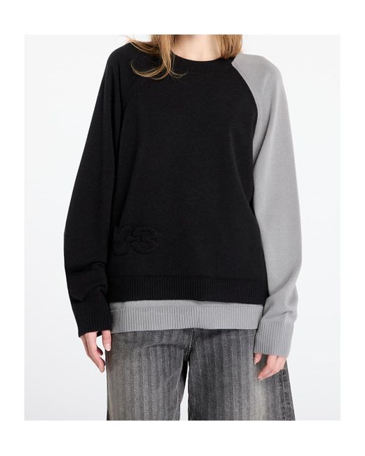 Y-3 Black Logo Embossed Crewneck Knitted Jumper for men