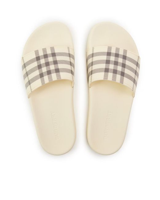Burberry White Retro Plaid Slippers
