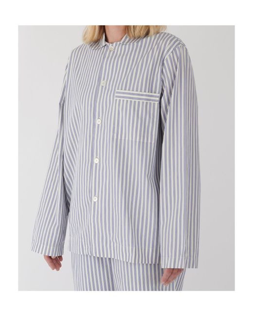 Tekla Blue Striped Pajama Shirt for men