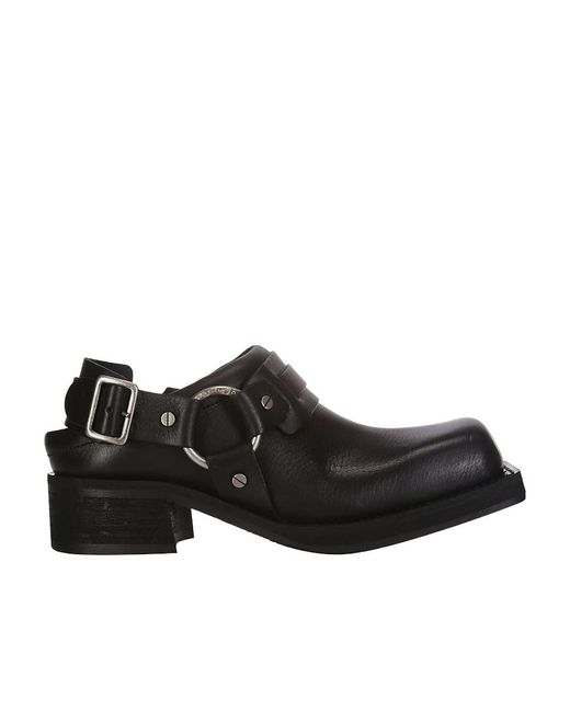 Acne Black Square-Toe Buckle Mules