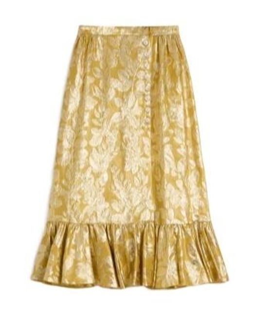 Valentino Metallic Jacquard Side Front Buttoned Midi Skirt