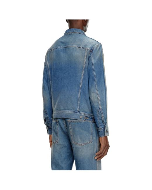 DIESEL Blue D-Barcy-S3 Distressed Denim Trucker Jacket for men