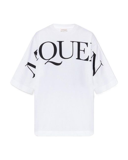 McQueen White Logo Printed Crewneck T-Shirt
