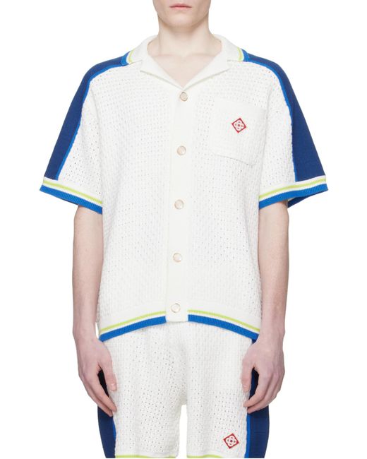 Casablanca Blue Crochet Short-Sleeve Shirt for men
