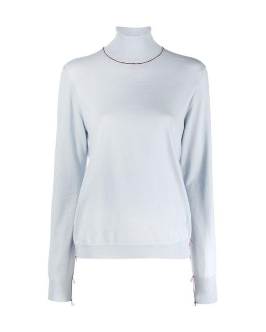 Maison Margiela Blue Work-In-Progress Roll-Neck Jumper