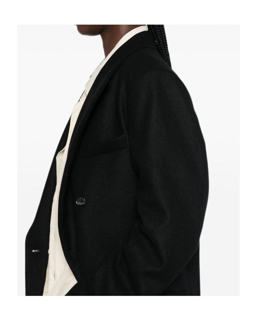 Barena Black Double-Breasted Peak-Lapels Coat