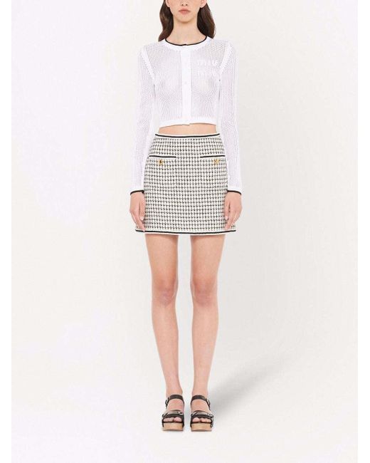 Miu Miu White Checked Tweed Skirt
