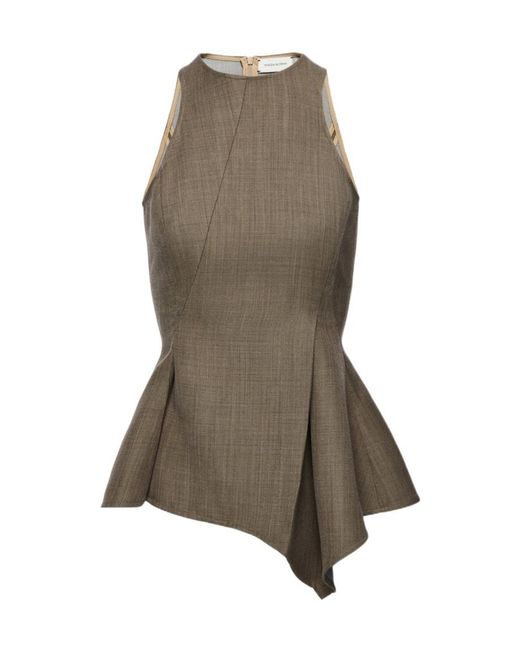 Magda Butrym Brown Asymmetric Sleeveless Top