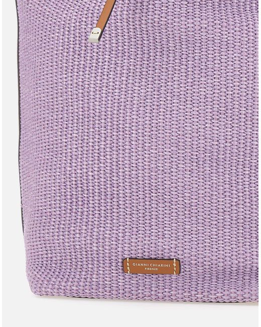 Gianni Chiarini Purple Logo Patch Tote Bag