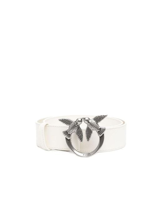Pinko White Logo Plaque Buckle Belt