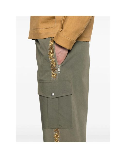 Dries Van Noten Green Elastic Waist Casual Pants for men