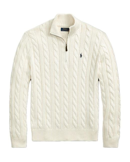 Polo Ralph Lauren White Half-Zip Long-Sleeved Jumper for men
