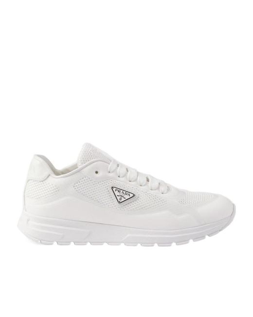 Prada White Prax 2.0 Lace-Up Sneakers