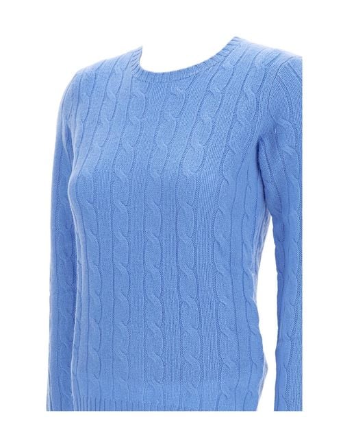Ralph Lauren Blue Polo Cable Knitted Jumper