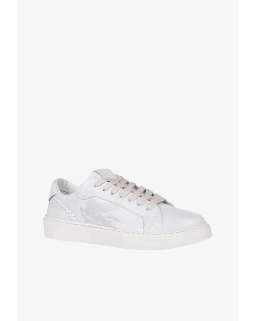 Etro White Leather Low-Top Sneakers for men