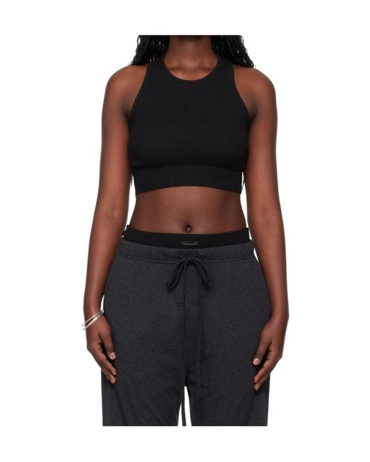 Fear Of God Black Waffle Crop Performance Top