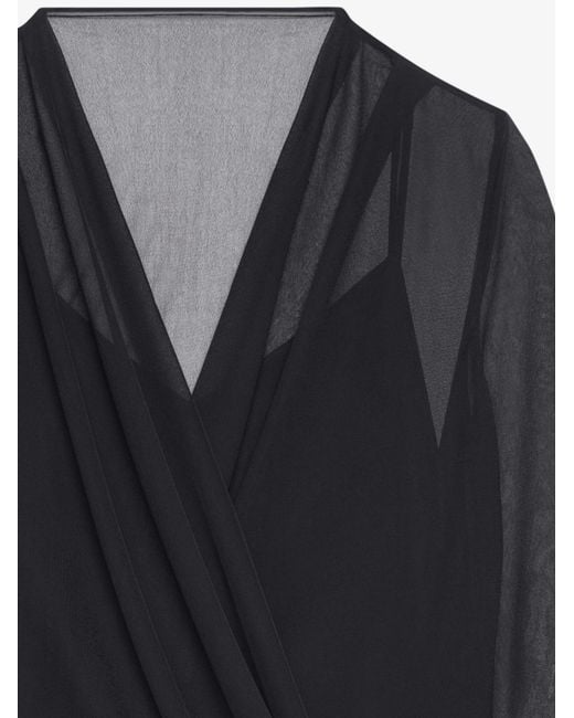 Givenchy Blue Sheer Detailed Draped Top