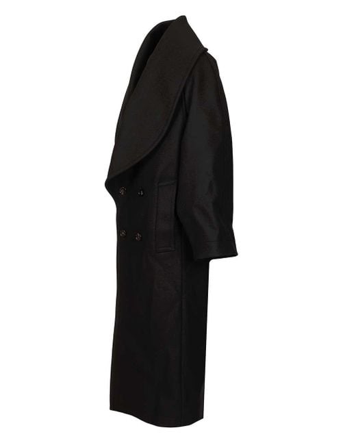 Bottega Veneta Black Double Breasted Felt Coat