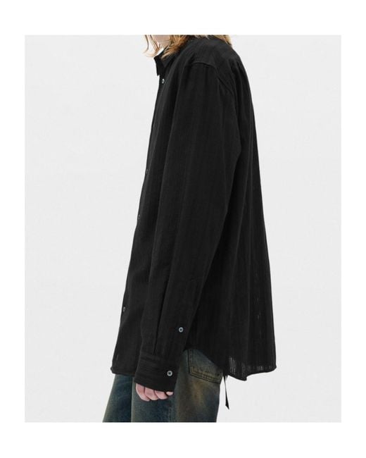 Ann Demeulemeester Black Andre Vertical-Stripe Shirt for men