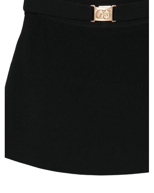 Cult Gaia Black Amoret Buckle-Detail Skorts