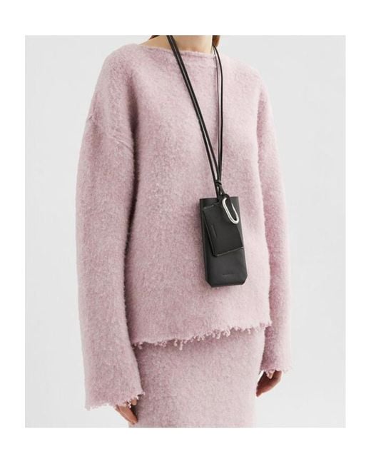 Jil Sander Pink Frayed Edge Boat-Neck Jumper