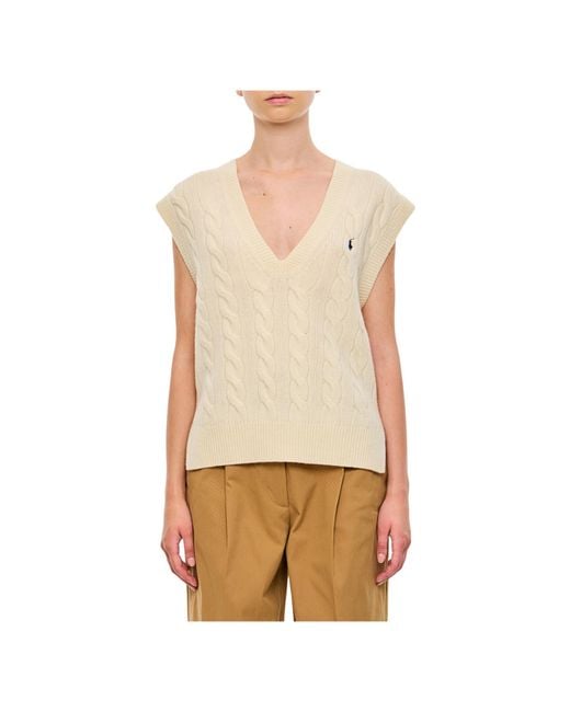 Polo Ralph Lauren Natural Sleeveless Knitted Sweater