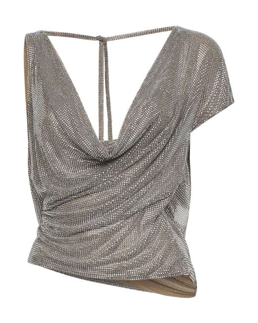 GIUSEPPE DI MORABITO Gray Draped Crystal Top
