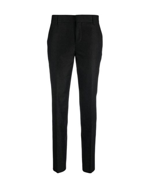 AMI Black Concealed Front Fastened Tapered Trousers