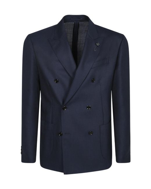 Lardini Blue Double Breasted Tailored Blazer for men