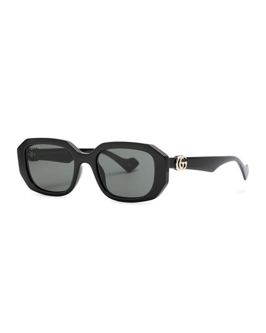 Gucci White Rectangle-Frame Sunglasses