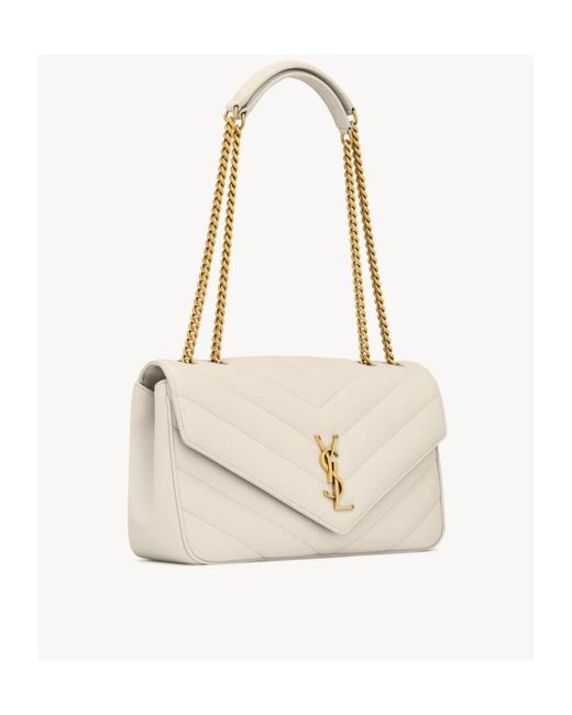 Saint Laurent White Loulou Medium Shoulder Bag