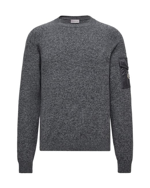 Moncler Gray Mouliné Wool Cashmere Sweater for men