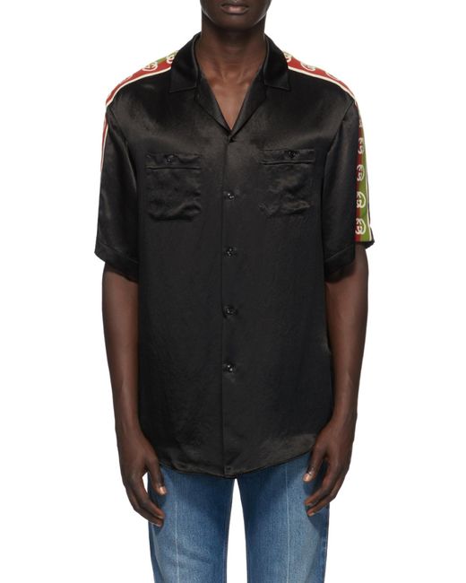 Gucci Black Side-Panel Bowling Shirt for men
