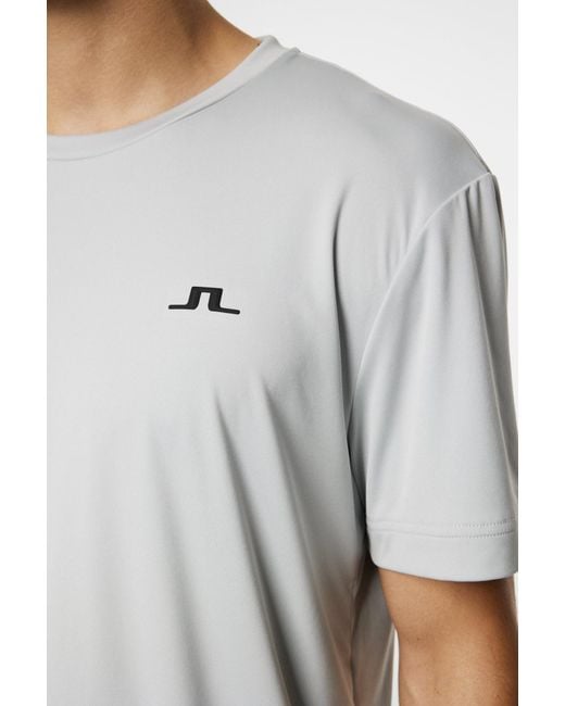 J.Lindeberg Gray Crew Neck Short-Sleeved T-Shirt for men