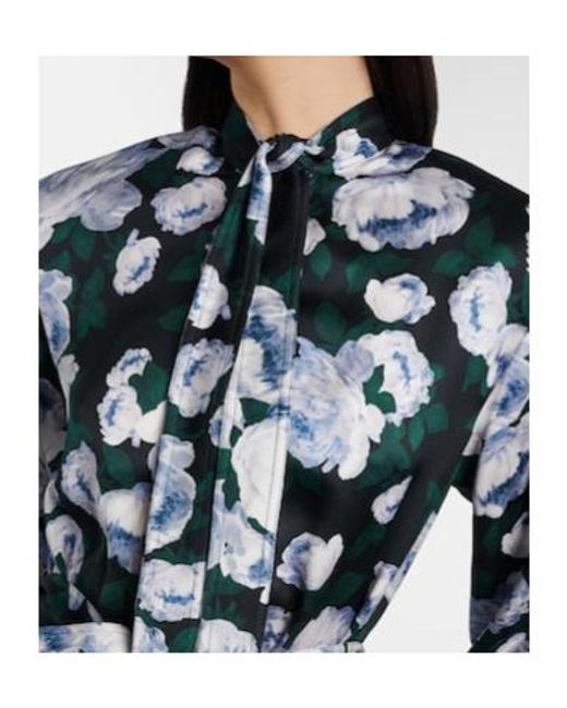 Stella McCartney White Floral Tie-Neck Satin Midi Dress